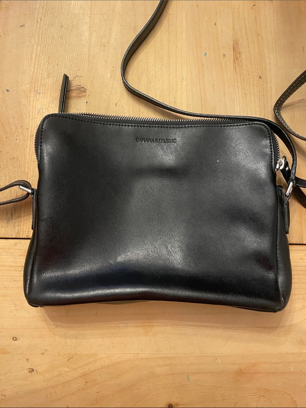 Banana Republic Black Leather Messenger Crossbody Bag